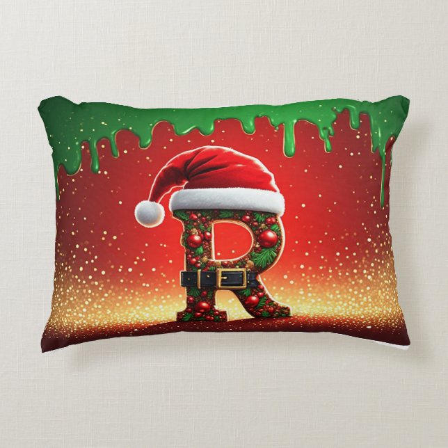 Personalisiertes Weihnachtsgeschenk Monogramm R Dekokissen (Vorderseite)