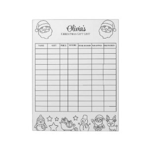 Personalisiertes Weihnachtsgeschenk-Tracker-Budget Notizblock
