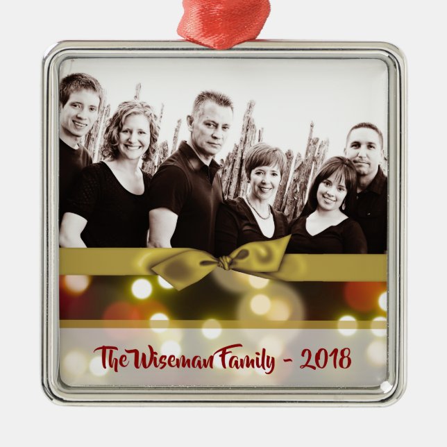 Personalisiertes Weihnachtsgold Bokeh FOTO Ornamen Ornament Aus Metall (Vorne)