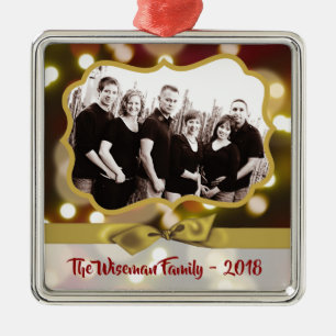 Personalisiertes Weihnachtsgold Bokeh FOTO Ornamen Ornament Aus Metall