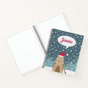 Personalisiertes Weihnachtskatzenbuch Notizbuch