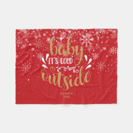 Personalisiertes Weihnachtskind Es ist kalt drauße Fleecedecke