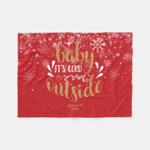 Personalisiertes Weihnachtskind Es ist kalt drauße Fleecedecke