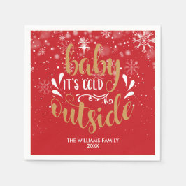 Personalisiertes Weihnachtskind Es ist kalt drauße Serviette