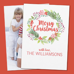Personalisiertes Weihnachtskranz-Foto Feiertagskarte
