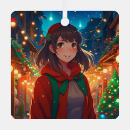 Personalisiertes Weihnachtslicht Anime Girl Ornament Aus Metall