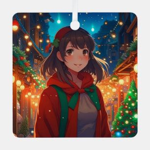 Personalisiertes Weihnachtslicht Anime Girl Ornament Aus Metall