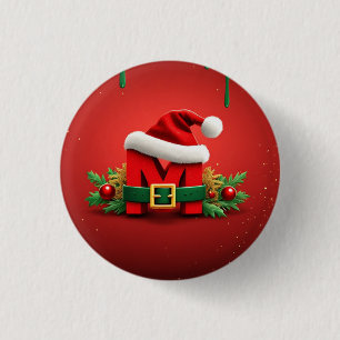 Personalisiertes Weihnachtsmonogramm M mit Santa-M Button