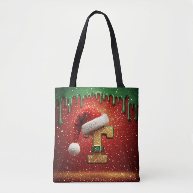 Personalisiertes Weihnachtsmonogramm T mit Santa-H (Vorderseite)