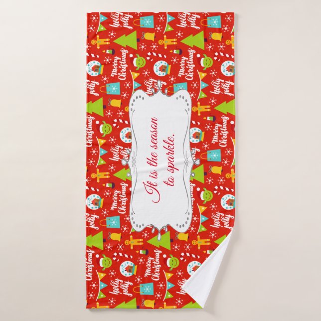 Personalisiertes Weihnachtsmuster Badhandtuch Set (Badehandtuch)