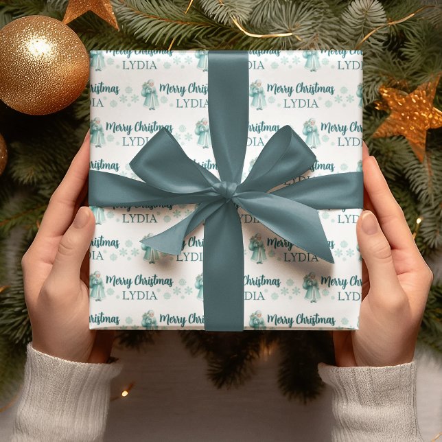 Personalisiertes Weihnachtspapier Geschenkpapier (Celebrate someone special this holiday with this lovely personalized Mrs. Claus wrapping paper! )