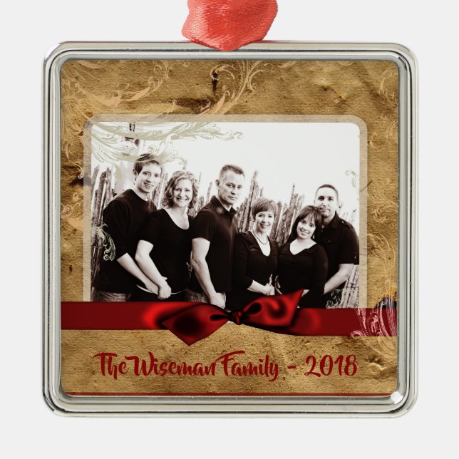 Personalisiertes Weihnachtspapier Tasche FOTO Orna Ornament Aus Metall (Vorne)