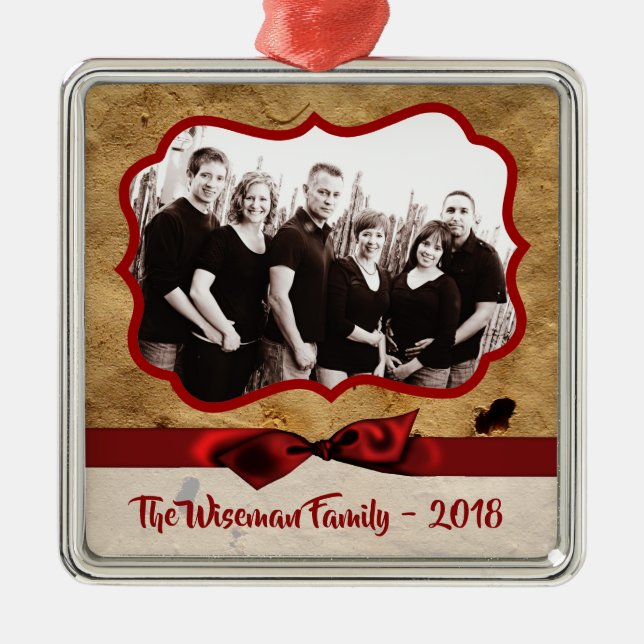 Personalisiertes Weihnachtspapier Tasche FOTO Orna Ornament Aus Metall (Vorne)