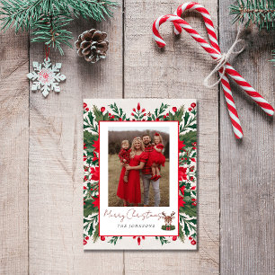 Personalisiertes Weihnachtsrentier Feiertagspostkarte