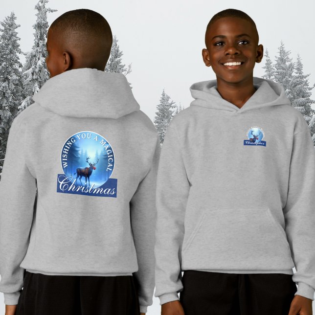 Personalisiertes Weihnachtsrentier für Kinder  Hoodie (Von Creator hochgeladen)