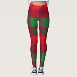 Personalisiertes Weihnachtsrot Buffalo Kariertes M Leggings