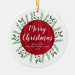 Personalisiertes Weihnachtsrot Keramik Ornament