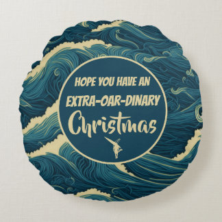 Personalisiertes Weihnachtsrudern Rundes Kissen
