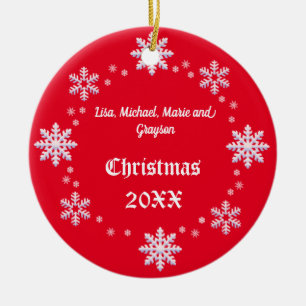 Personalisiertes Weihnachtsschneeflocken Keramik Ornament