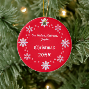Personalisiertes Weihnachtsschneeflocken Keramik Ornament