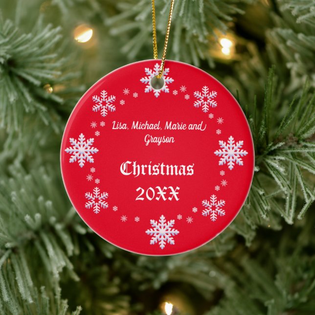 Personalisiertes Weihnachtsschneeflocken Keramik Ornament (Baum)