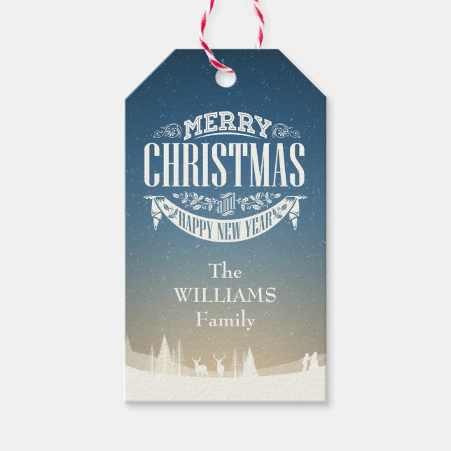 Personalisiertes Weihnachtsschneeszene Foto Geschenkanhänger (Vorderseite)