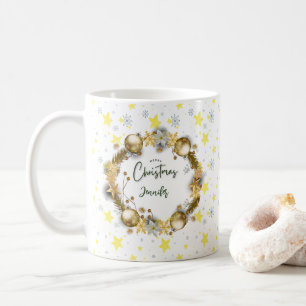 Personalisiertes Weihnachtsschreath-Gold Kaffeetasse