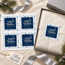 Personalisiertes Weihnachtssiegel Navy & Silber Tr
