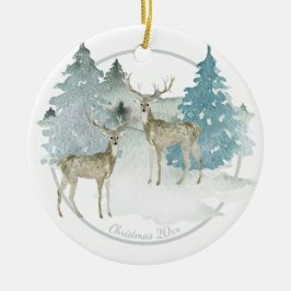 Personalisiertes Weihnachtswald Keramik Ornament