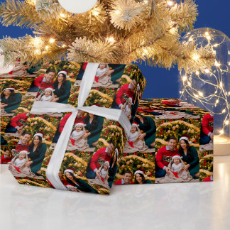 Personalisiertes Weihnachtszeit-Familienbild Geschenkpapier