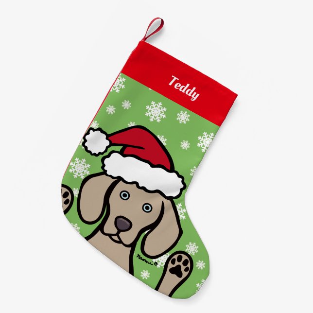 Personalisiertes Weimaraner Weihnachten Kleiner Weihnachtsstrumpf (Vorderansicht (hängend))