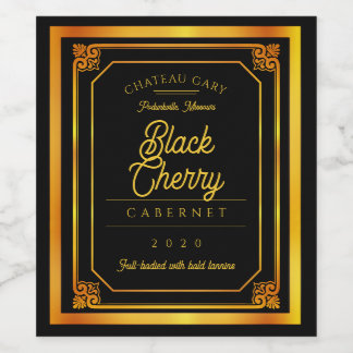 Personalisiertes Weinetikett aus Schwarzgold