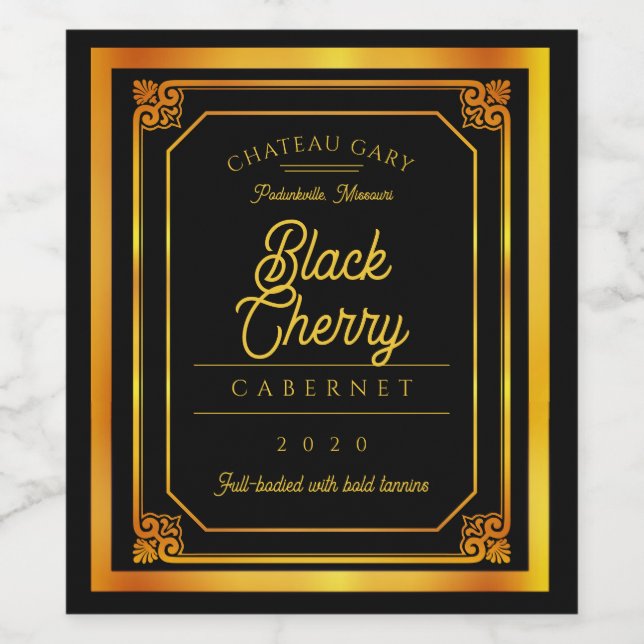 Personalisiertes Weinetikett aus Schwarzgold (Einzelnes Label)