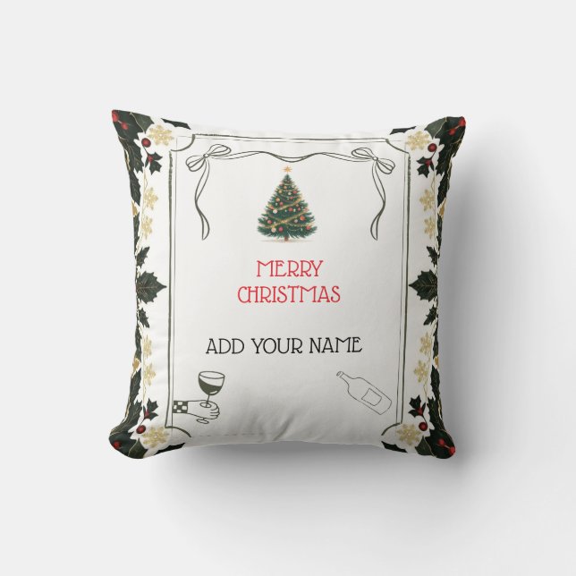 Personalisiertes Weinliebhaber-Weihnachtsbaum-Kiss Kissen (Vorderseite)