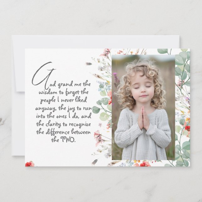 Personalisiertes Weisheitsgebet mit Foto, Name. . Einladung (Vorderseite)