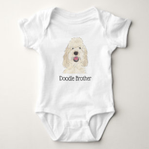 Personalisiertes Weiß-Creme-Golden-Doodle-Hund Baby Strampler