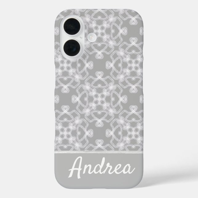 Personalisiertes weiß-graues Muster Case-Mate iPhone Hülle (Rückseite)