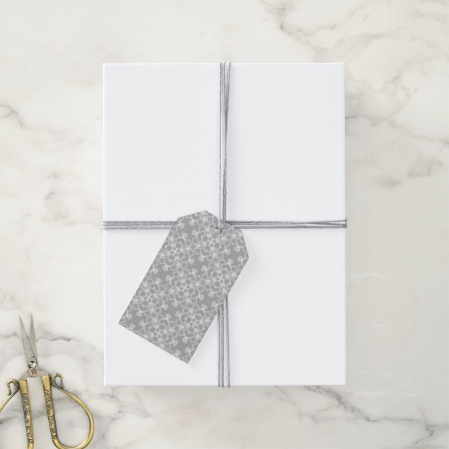 Personalisiertes weiß-graues Muster Geschenkanhänger (Mit Garn)