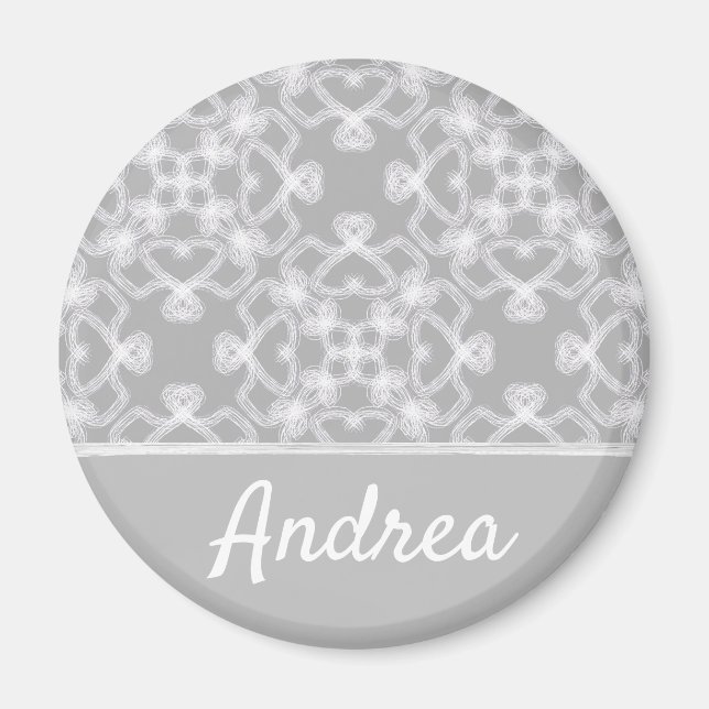 Personalisiertes weiß-graues Muster Magnet (Vorne)