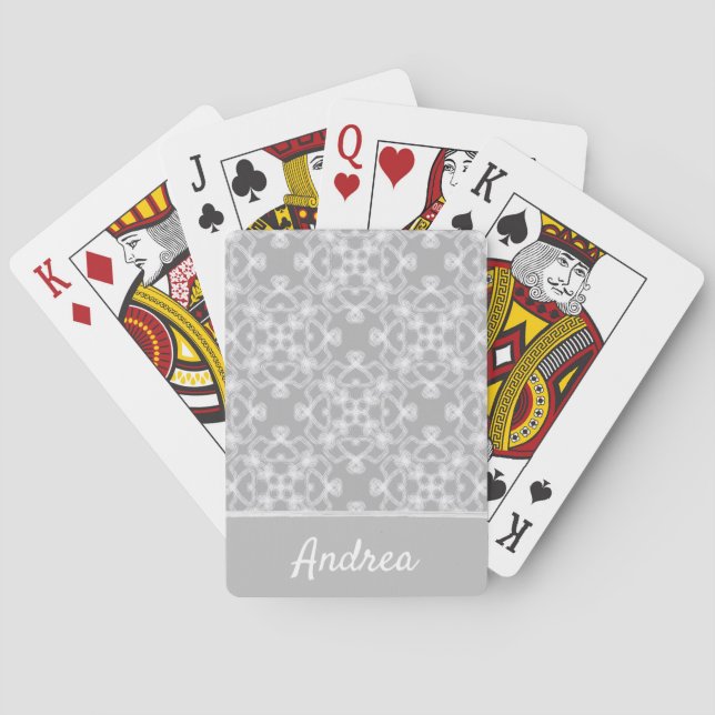 Personalisiertes weiß-graues Muster Spielkarten (Rückseite)