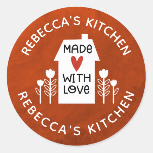 Personalisiertes Weiß-Haus mit Liebe Runder Aufkleber