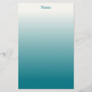 Personalisiertes Weiß und Aquamarin Ombre Briefpapier