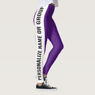 Personalisiertes Weiß und Lila Trendmädchen Leggings