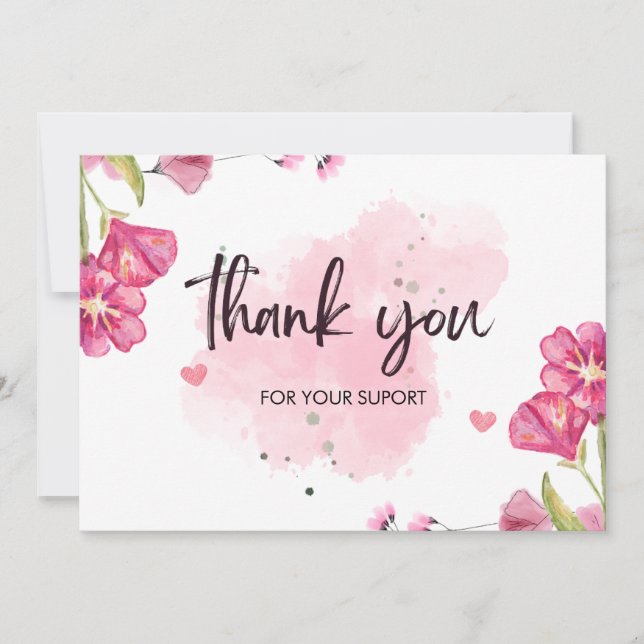 Personalisiertes Weiß und Rosa Dankeskarte (Vorderseite)