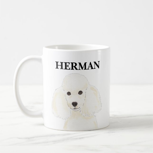 Personalisiertes Weiße Poodle Kaffeetasse (Links)
