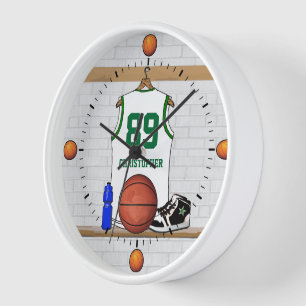 Personalisiertes weißes Basketball Jersey Wanduhr