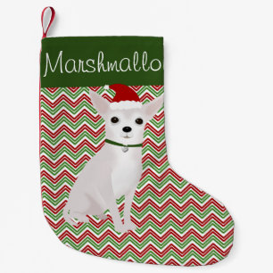Personalisiertes Weißes Chihuahua mit Weihnachtsma Kleiner Weihnachtsstrumpf