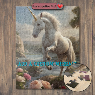 Personalisiertes weißes Einhorn-Blumenbach Puzzle