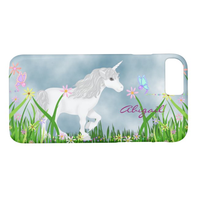 Personalisiertes Weißes Einhorn, Schmetterling und Case-Mate iPhone Hülle (Rückseite (Horizontal))