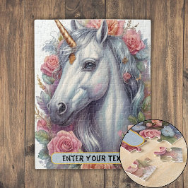Personalisiertes Weißes Einhornportrait Puzzle